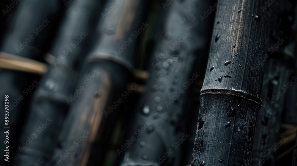 Close up of background featuring black bamboo sticks Close up of background featuring black bamboo sticks