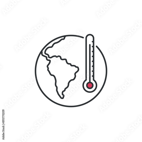 Sign of global warming. Icon of the globe with high temperature. Symbol of the world having high heat because of global warming caused by pollution.