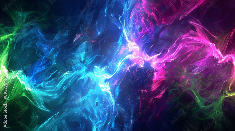 Dynamic abstract background with sharp contrasts of electric blue, neon green, and hot pink, forming an energetic and modern design Dynamic abstract background with sharp contrasts of electric blue, neon green, and hot pink, forming an energetic and modern design