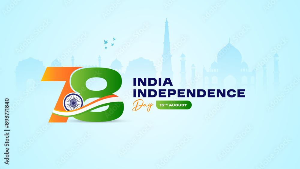 Fototapeta premium 78th Indian Independence Day 15th August Social Media Post, Poster, Banner, Web Banner , Print Design