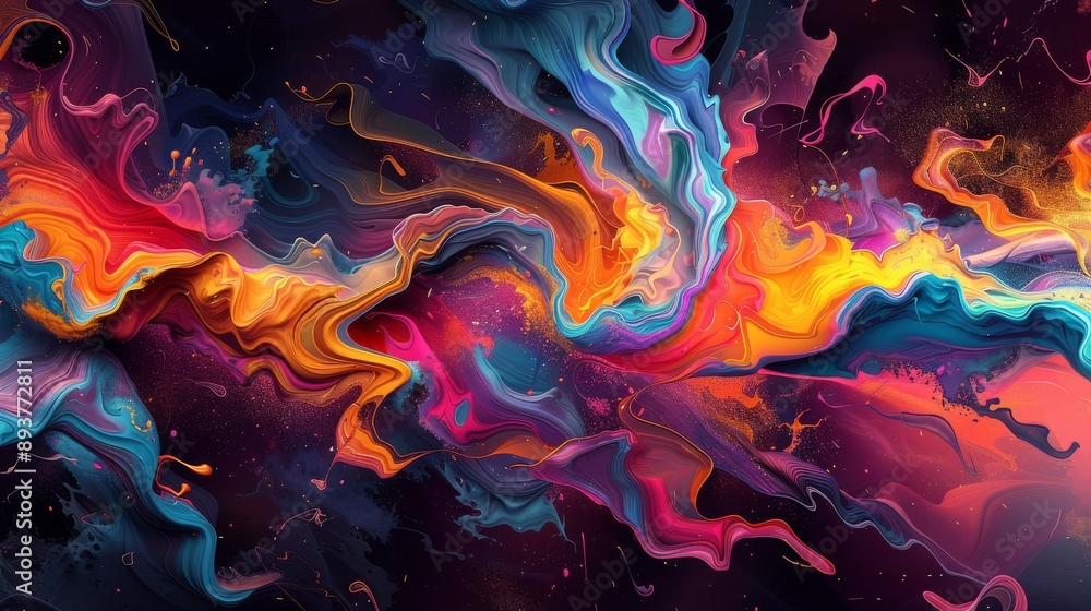 Abstract Swirling Colors on a Black Background Abstract Swirling Colors on a Black Background