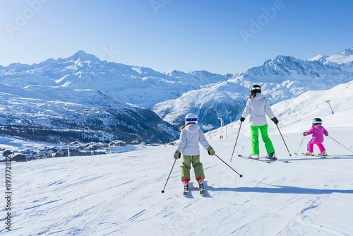 Experience a wonderful family winter skiing adventure in a breathtaking mountain landscape. Enjoy the beauty of the alpine scenery and have fun in the snow. Ideal for holidays and leisure