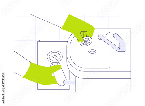 Sinks and toilets installation abstract concept vector illustration.