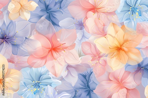 A seamless pattern of delicate flowers in soft pastel colors, perfect for beauty and wellness product presentations