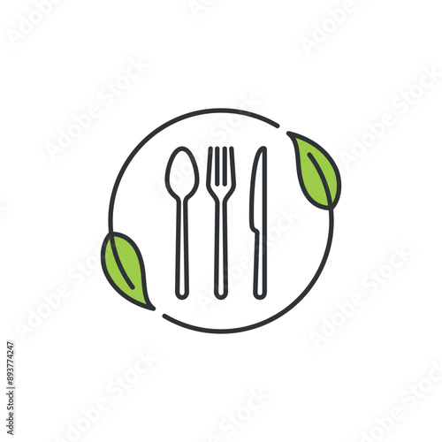 Icon or symbol of organic food. The label means the food is free or mostly additional free from other ingredients or additives components including water and salt.