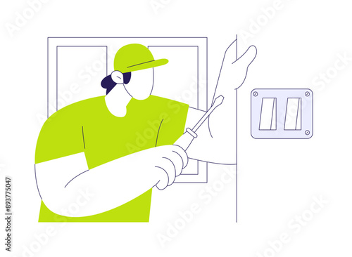 Light switches installation abstract concept vector illustration.