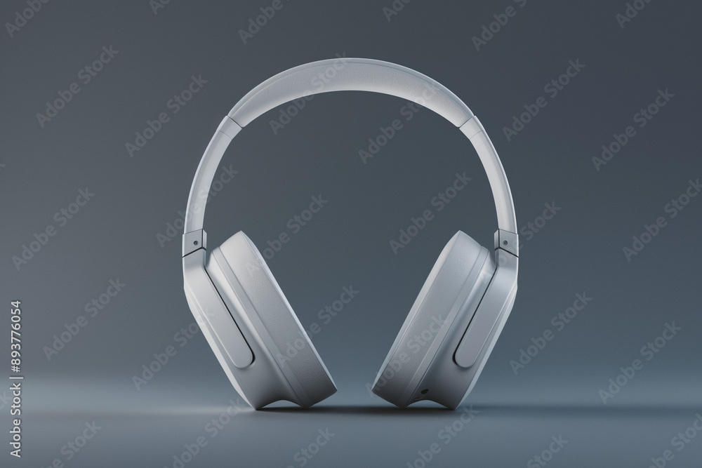 A minimalist product shot showcasing a sleek pair of white headphones, elegantly displayed against a clean, neutral background A minimalist product shot showcasing a sleek pair of white headphones, elegantly displayed against a clean, neutral background