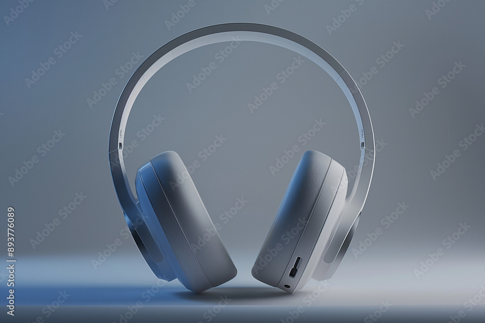 A minimalist product shot showcasing a sleek pair of white headphones, elegantly displayed against a clean, neutral background A minimalist product shot showcasing a sleek pair of white headphones, elegantly displayed against a clean, neutral background