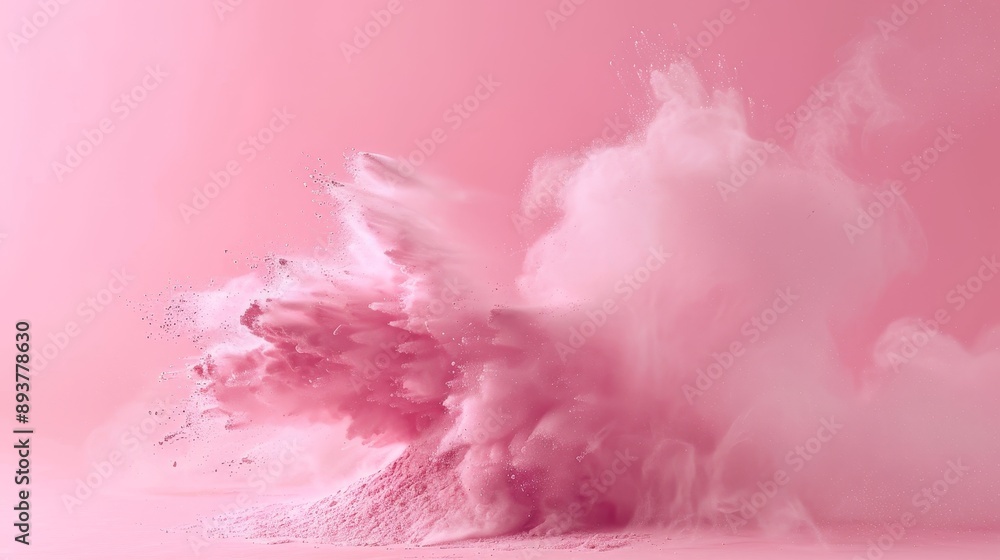 Fototapeta premium Whimsical Dream Dust A Pink Powder Silhouette Capturing the Magic of Imagination and Fantasy