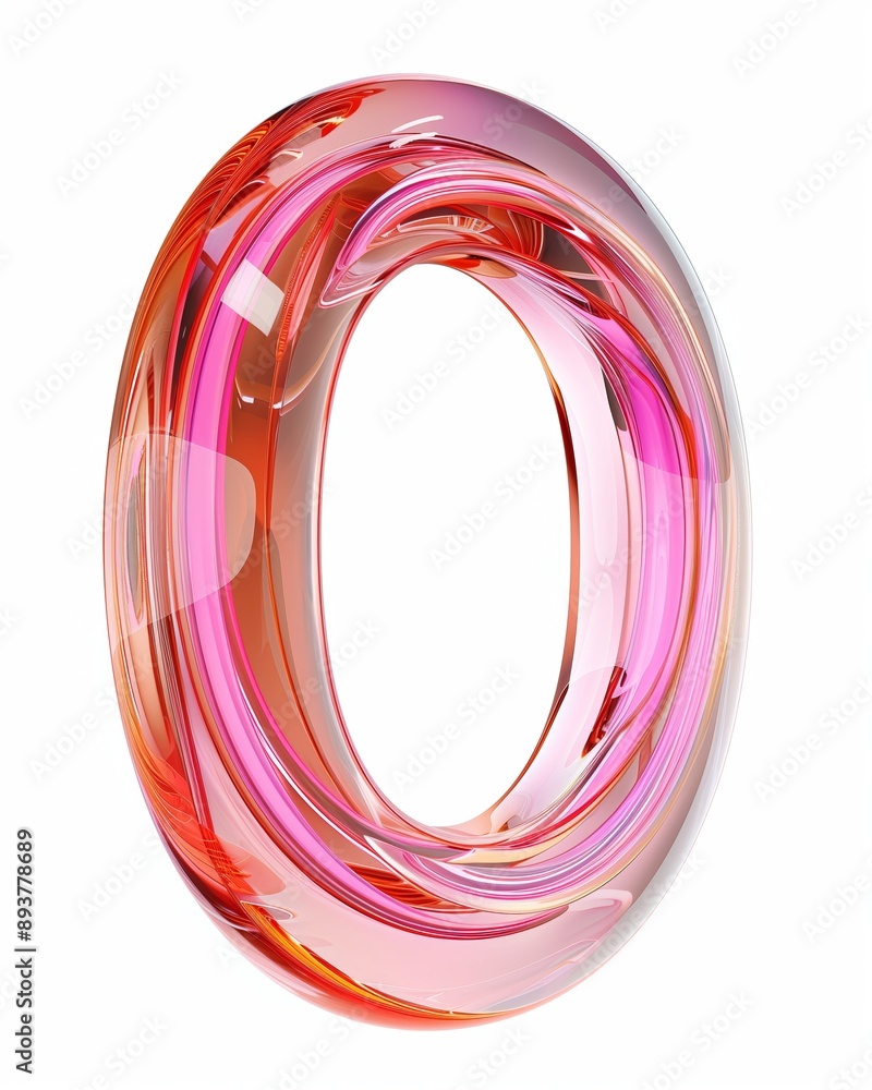 The number '0' in the form of a transparent liquid material, light pink and light red tone 3D zero letter background The number '0' in the form of a transparent liquid material, light pink and light red tone 3D zero letter background