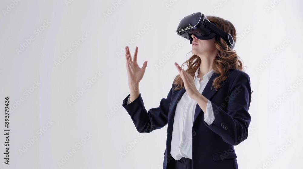 The woman in VR headset The woman in VR headset