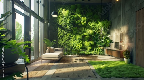 Organic Elegance Moss Walls in Sustainable Interior Design © AbiScene