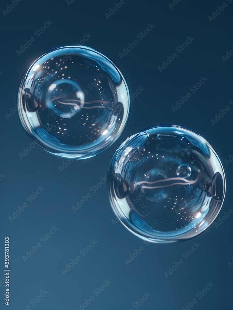 custom made wallpaper toronto digitalAn abstract scene with transparent bubbles floating against a blue background, creating a sense of freshness and clarity