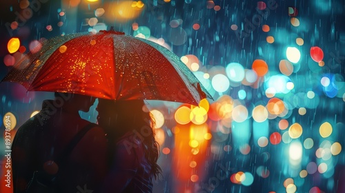 Wallpaper Mural A romantic photograph of a couple sharing an umbrella in the rain Torontodigital.ca