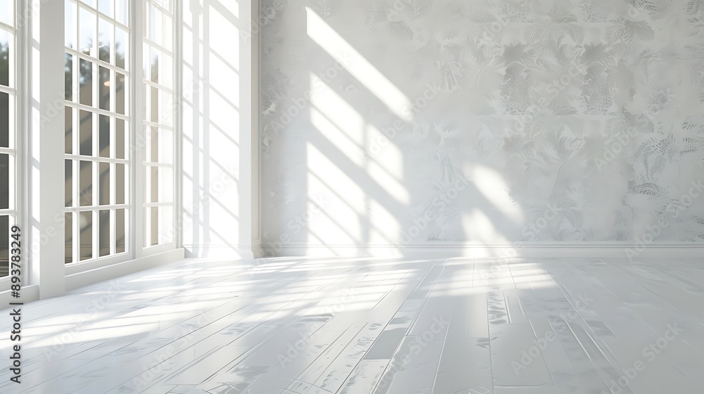 Obraz premium Empty White Room with Sunlight Streaming In