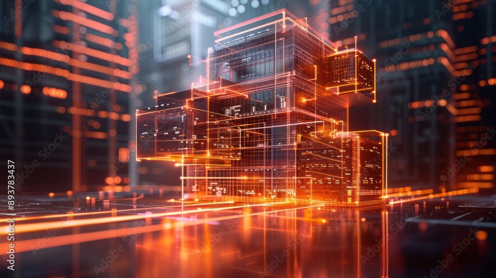 Futuristic Cityscape with Glowing Architecture Futuristic Cityscape with Glowing Architecture