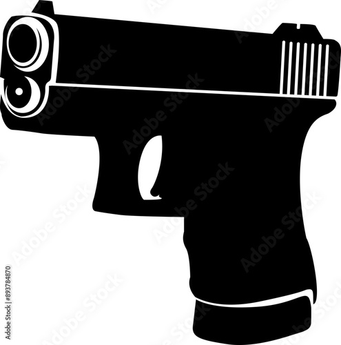 Handgun pistol bullet gun black 11-11 inch size of file svg vector cut file cricut silhouette design for t-shirt car decor sticker Gunshop etc photo