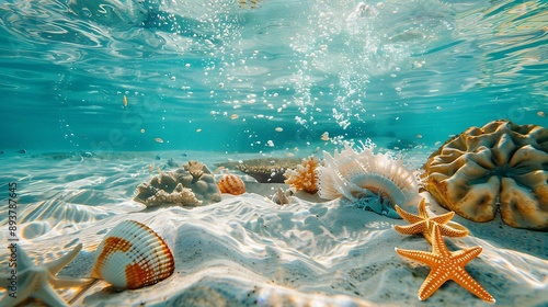 Wallpaper Mural Underwater Seashells and Starfish Torontodigital.ca