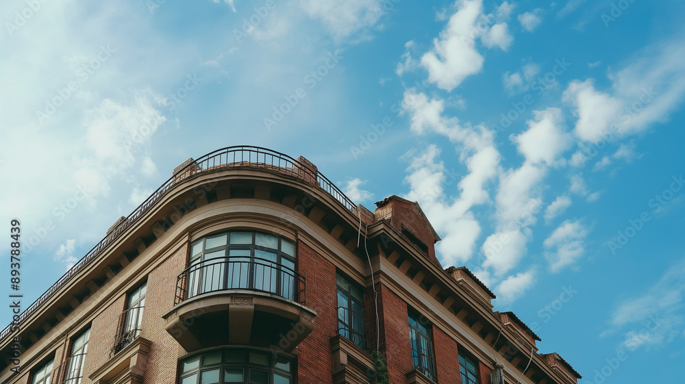 Obraz premium Curved Brick Building Under Blue Sky