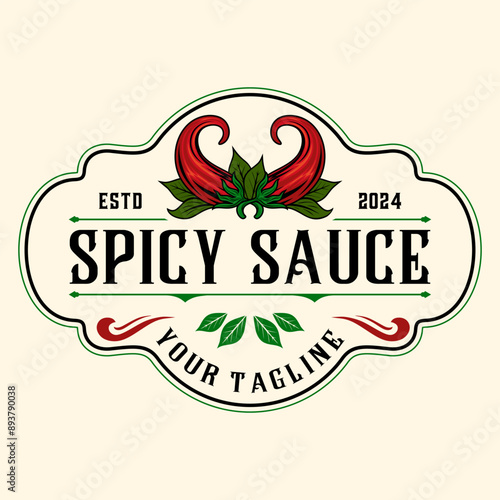spicy chili design logo. fresh red chili element, perfect for sauce labels, stickers, restaurants, chili sauce labels and spicy food products.