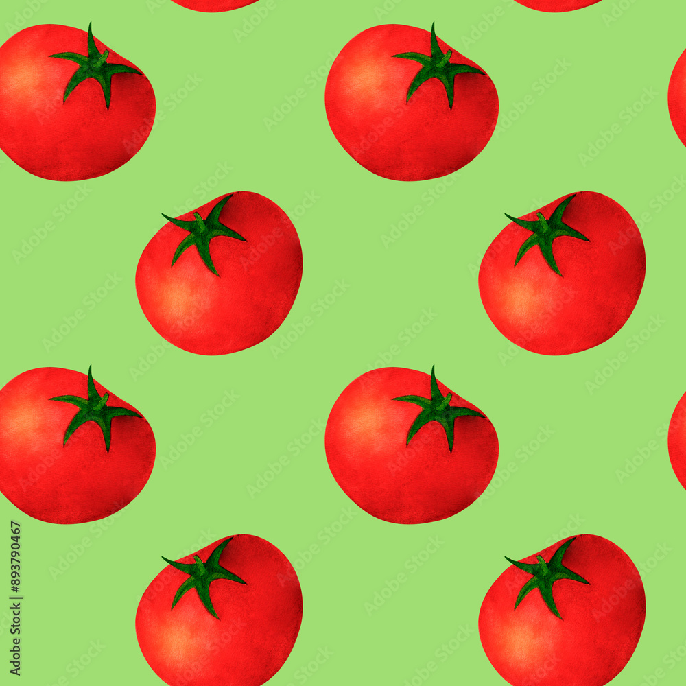 Red tomato, watercolor seamless pattern, on black background. For prints on textile and paper, clothes, plates and dishes design, decoration for kitchen, restaurant menus, recipes, cookbook Red tomato, watercolor seamless pattern, on black background. For prints on textile and paper, clothes, plates and dishes design, decoration for kitchen, restaurant menus, recipes, cookbook