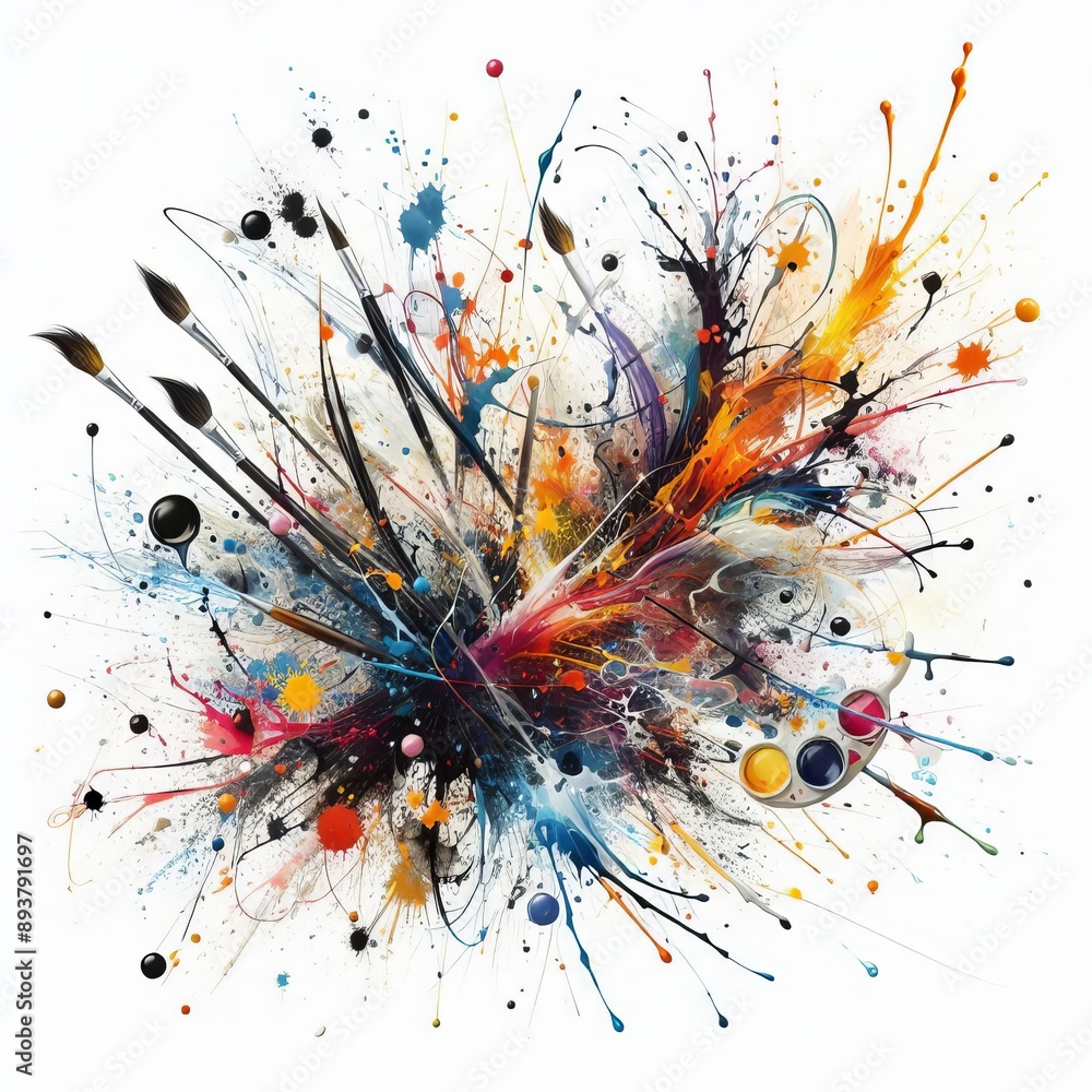 98 141. Splatters of paint dripping down a canvas, creating a dy 98 141. Splatters of paint dripping down a canvas, creating a dy
