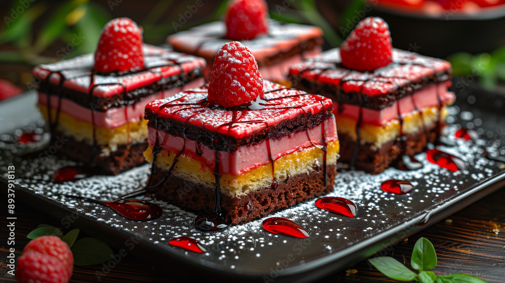 Beautifully decorated cakes covered with whipped cream and having soft and fluffy texture. Minimalistic design style. Business project. Beautifully decorated cakes covered with whipped cream and having soft and fluffy texture. Minimalistic design style. Business project.