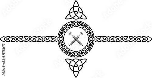 Celtic Pattern Circle Header with Triquetra and Crossed Gladiuses