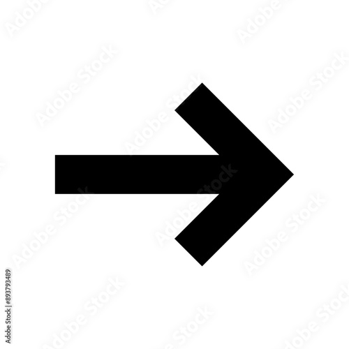 Black arrow icon. Solid icon. Arrow shape. Arrow on white background. Geometric style.