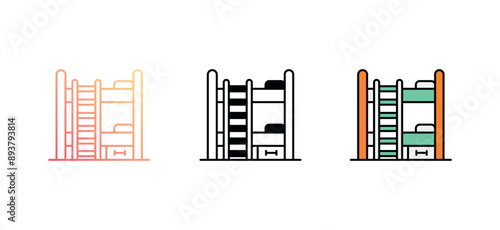 Bunk Bed icon design with white background stock illustration