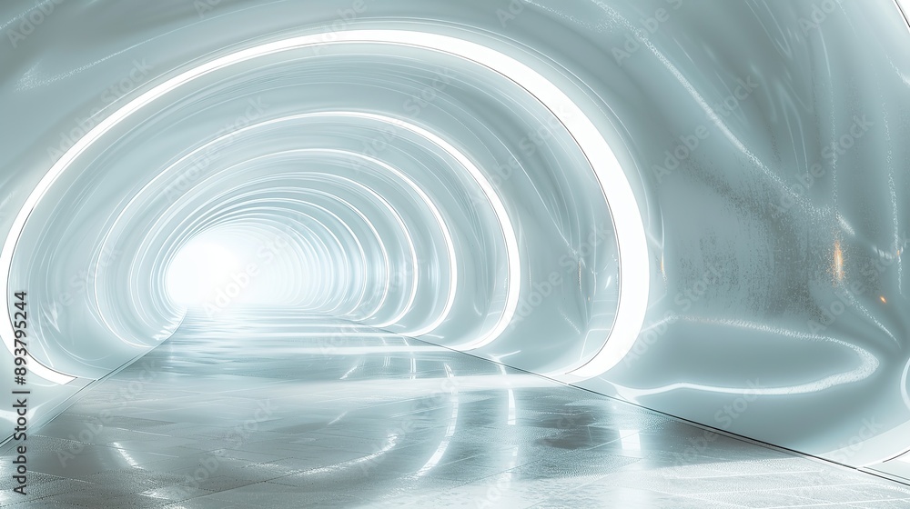 Fototapeta premium Futuristic Hallway with Curved Walls