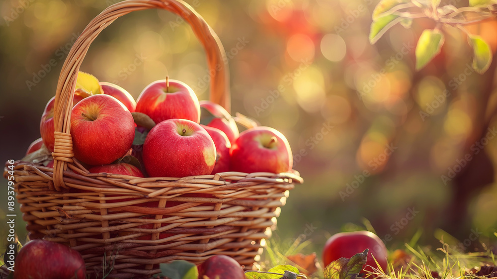 Fresh Red Apples in a Wicker Basket Fresh Red Apples in a Wicker Basket