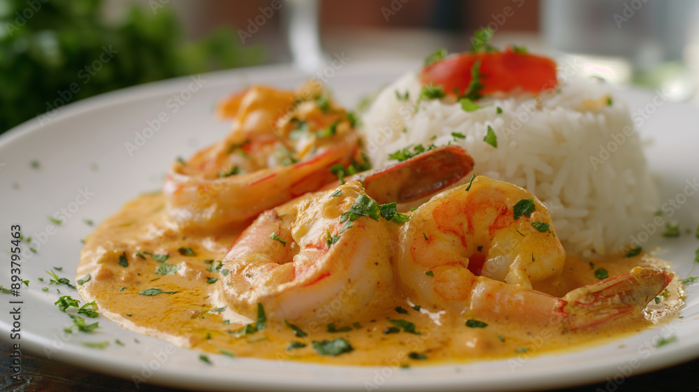 Delicious Shrimp in Creamy Sauce with Rice Delicious Shrimp in Creamy Sauce with Rice