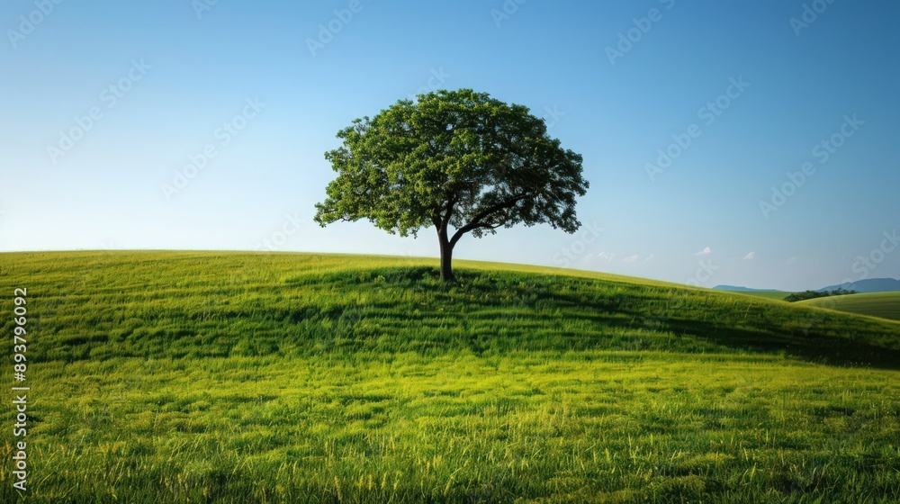 beauty of nature with a solitary tree standing in a serene meadow of green grass, reflecting the peacefulness of the countryside. beauty of nature with a solitary tree standing in a serene meadow of green grass, reflecting the peacefulness of the countryside.