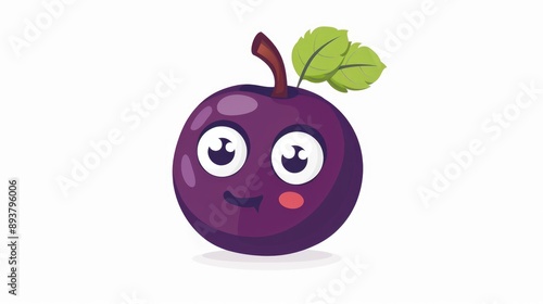 Cute Cartoon Plum with a Smiling Face