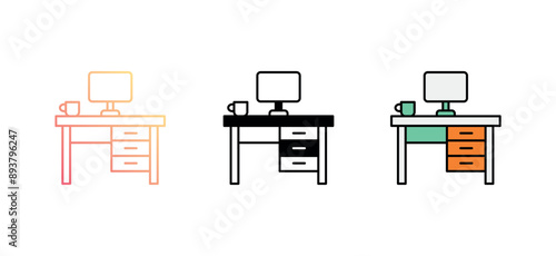 Desk icon design with white background stock illustration