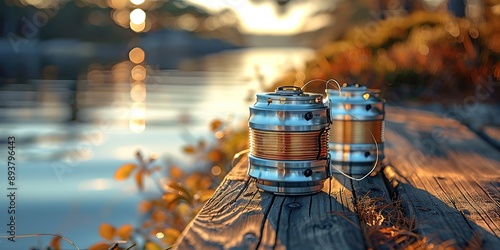 Fishing Reels on Wooden Surface © Dament