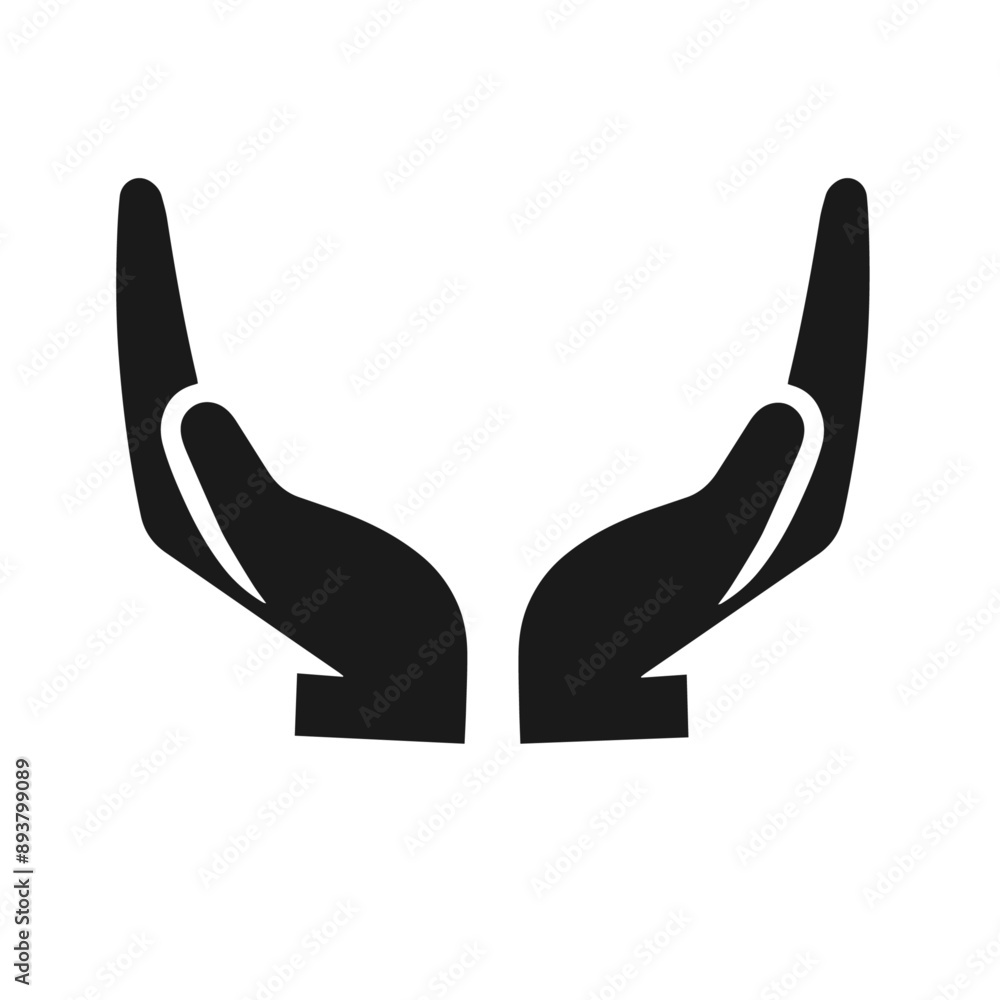 Obraz premium Clean black and white Vector Silhouett of a Care hands on white background