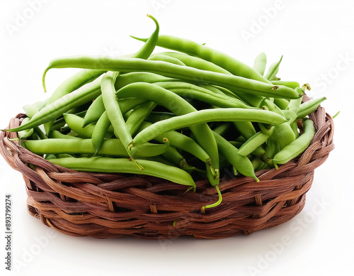 A lots of fresh Bean Vegetables organic isolated on white background.