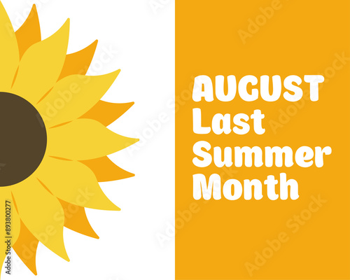 Abstract background with sunflower. Illustration last summer month.