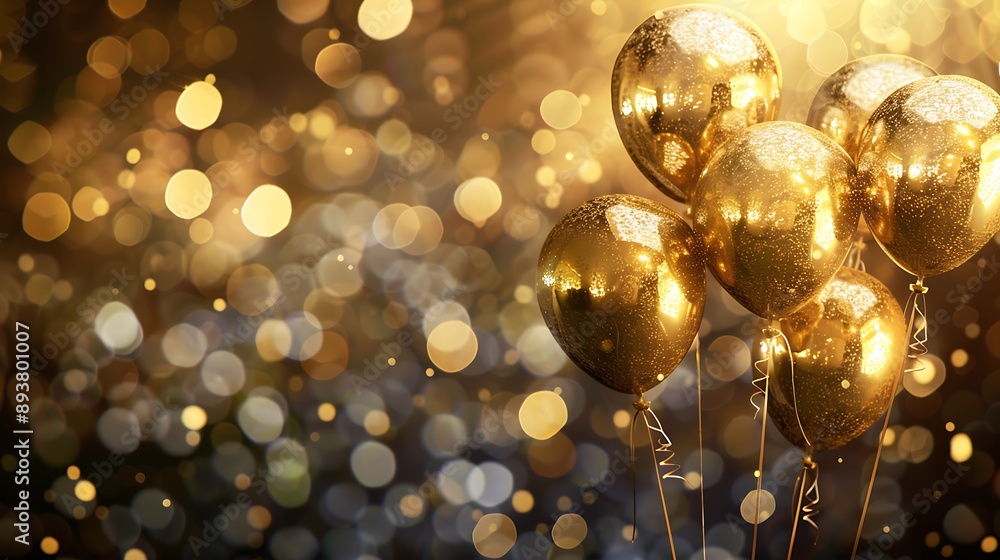 Golden Balloons on a Sparkling Background Golden Balloons on a Sparkling Background