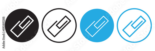 Paper clip icons set. Link icon, paperclip icon vector set. Attached file sign, Office document attachment, Paper clip icons collection.