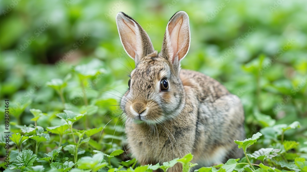 Fototapeta premium Cute Rabbit in Green Garden