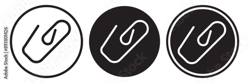 Paper clip icons set. Office Paper Clip sign. Attach file or document paper clip vector symbol. 