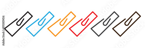 Colored paper clip isolated vector. Iink icon, paperclip icon. attached link file icon, internet web page URL icon, attachment , document, office paper clip icon symbol.