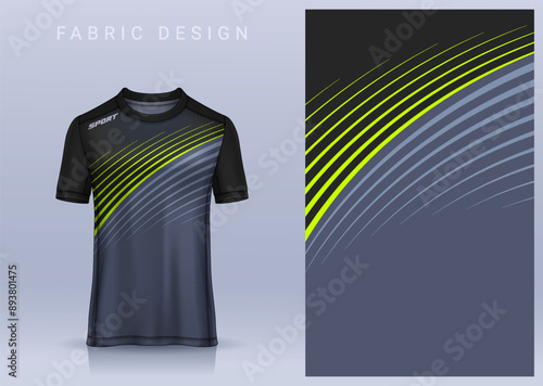 Fabric textile design for Sport t-shirt, Soccer jersey mockup for football club. uniform front view.	