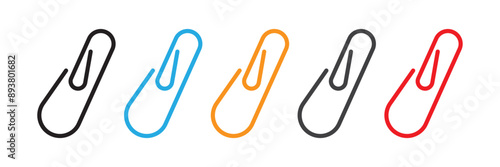 Colored paper clip isolated vector. Iink icon, paperclip icon. attached link file icon, internet web page URL icon, attachment , document, office paper clip icon symbol.