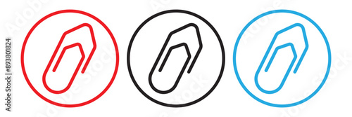 Paper clip icons set. Link icon, paperclip icon vector set. Attached file sign, Office document attachment, Paper clip icons collection.