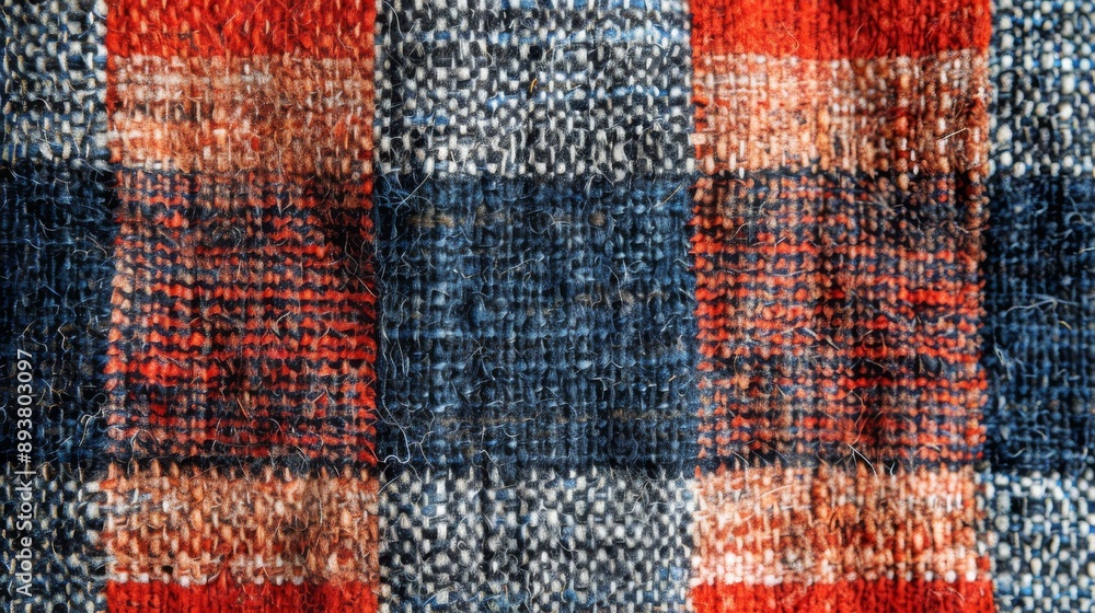 Fototapeta premium Red, White, and Blue Plaid Fabric Texture.