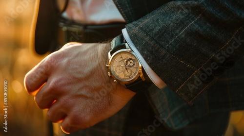 Closeup of a Man's Wrist Wearing a Luxury Watch